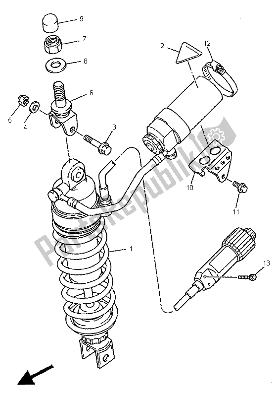 Toutes les pièces pour le Suspension Arrière du Yamaha YZF 750 SP 1995