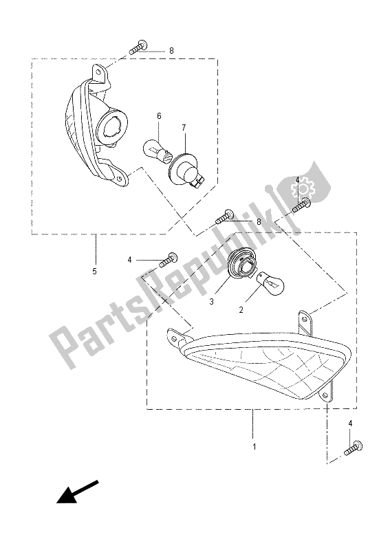 All parts for the Flasher Light of the Yamaha VP 250 X City 2012