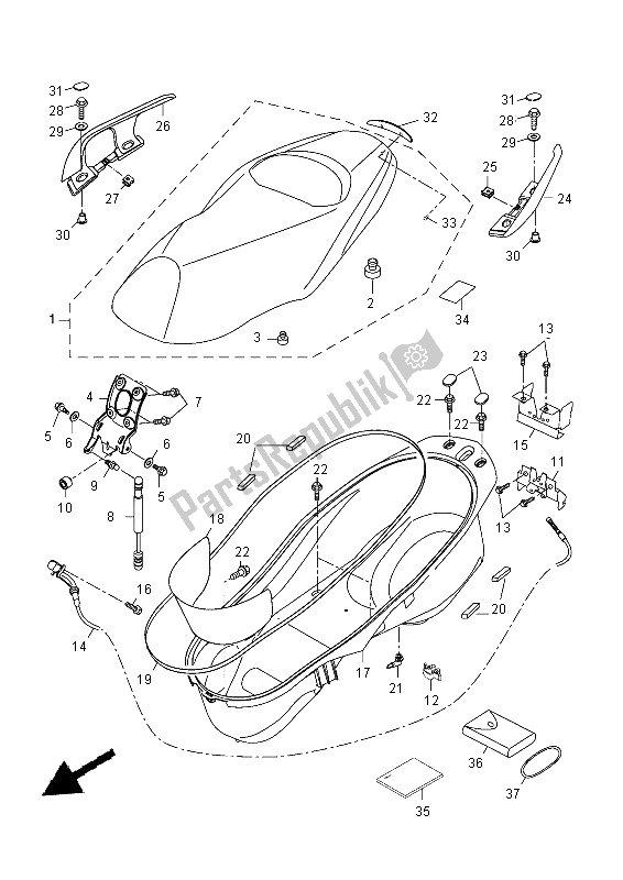 All parts for the Seat of the Yamaha YP 250 RA 2015