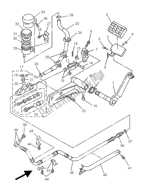 Todas las partes para Cilindro Maestro Trasero de Yamaha XVZ 1300A Royalstar 1998