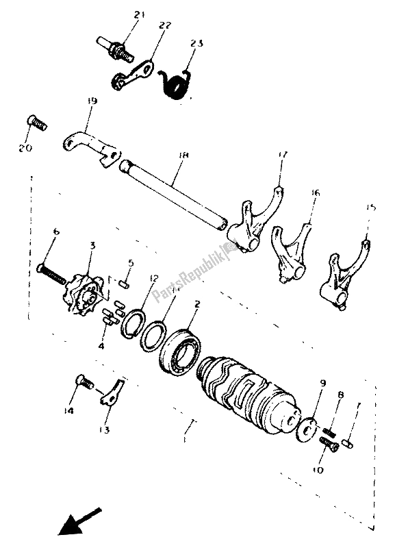 All parts for the Shift Cam & Fork of the Yamaha XJ 600N 1994