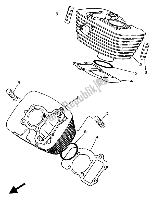 Tutte le parti per il Cilindro del Yamaha XV 250 Virago 1994