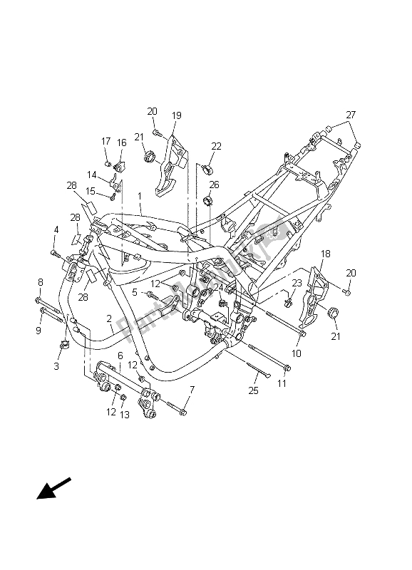 All parts for the Frame of the Yamaha FZS 1000 S Fazer 2003