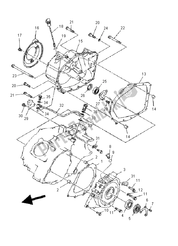 Wszystkie części do Pokrywa Skrzyni Korbowej 1 Yamaha YFM 400 FW Kodiak Manual 2001