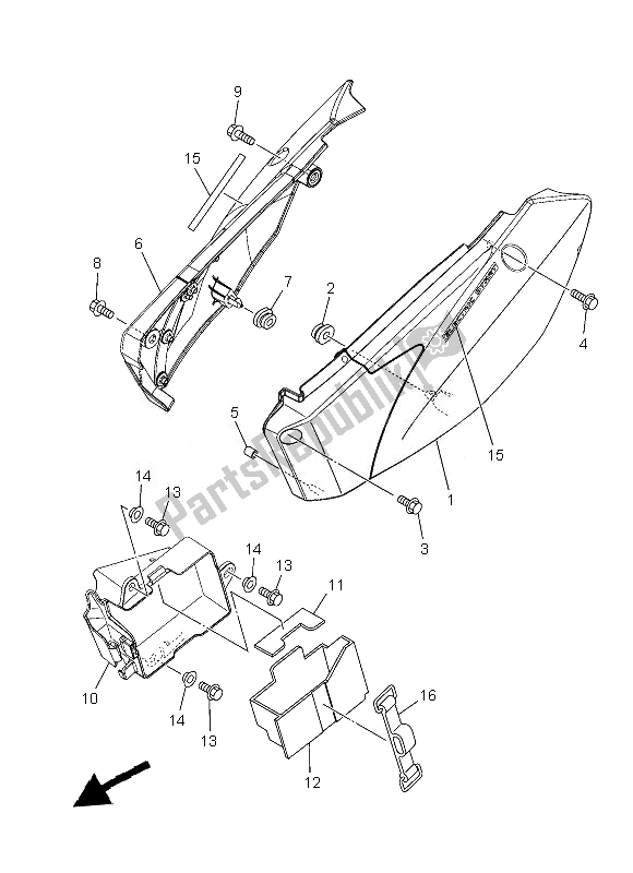 All parts for the Side Cover of the Yamaha TT R 110E 2013