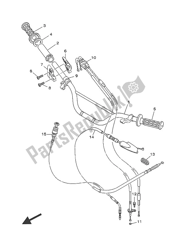 Alle onderdelen voor de Stuurhendel En Kabel van de Yamaha TT R 125 LW 2016