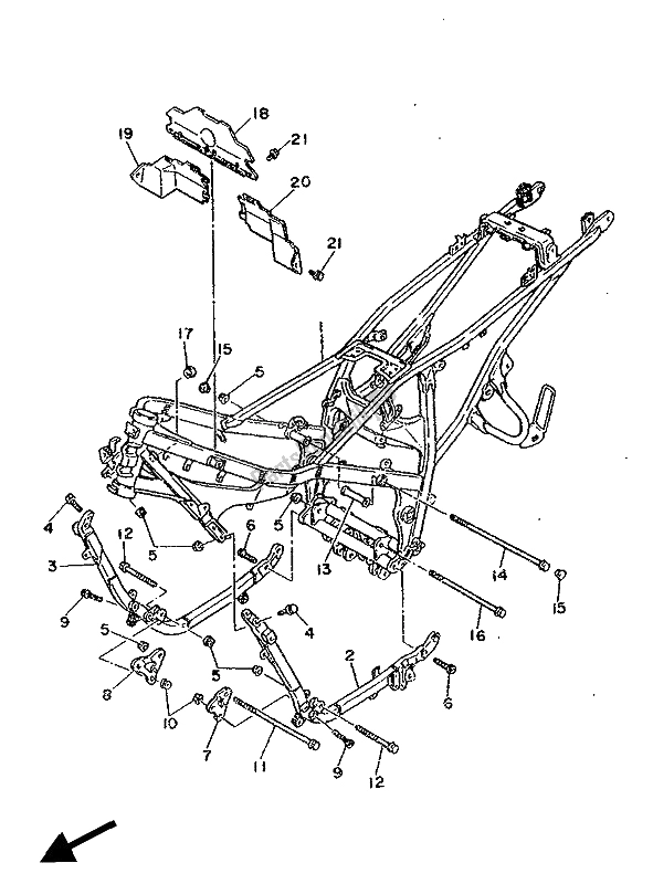 All parts for the Frame of the Yamaha FZ 750 1986