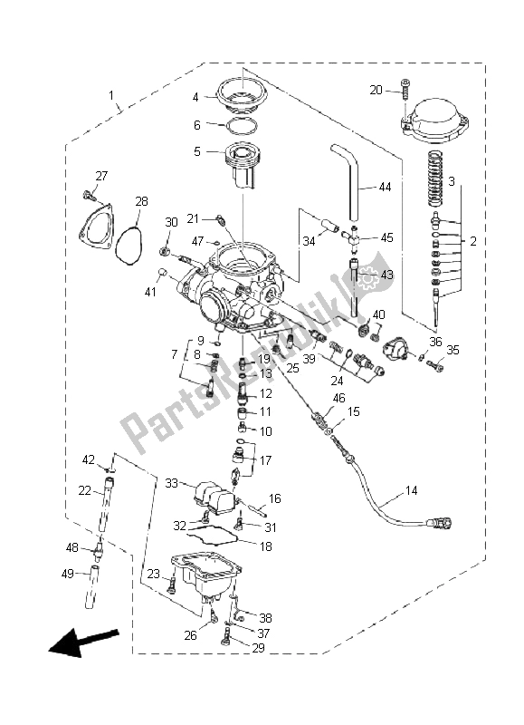 All parts for the Carburetor of the Yamaha YFM 350R 2008