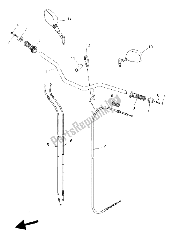 Alle onderdelen voor de Stuurhendel En Kabel van de Yamaha MT 03 660 2011