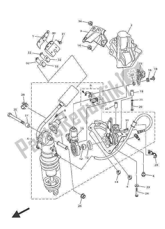 Tutte le parti per il Sospensione Posteriore del Yamaha FJR 1300 AS 2016