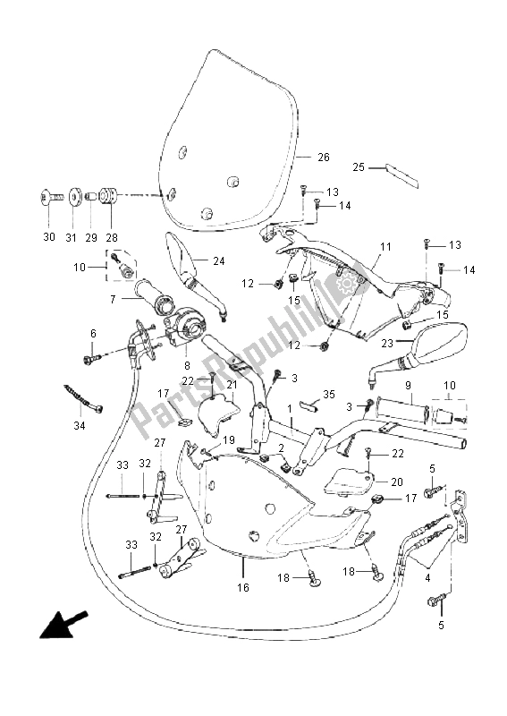 All parts for the Steering Handle & Cable of the Yamaha VP 250 X City 2008