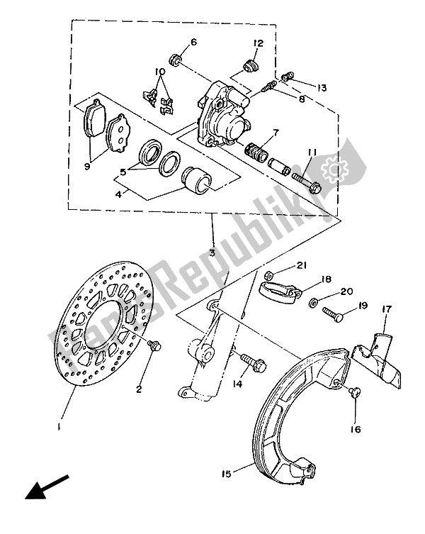 Tutte le parti per il Pinza Freno Anteriore del Yamaha DT 125R 1988