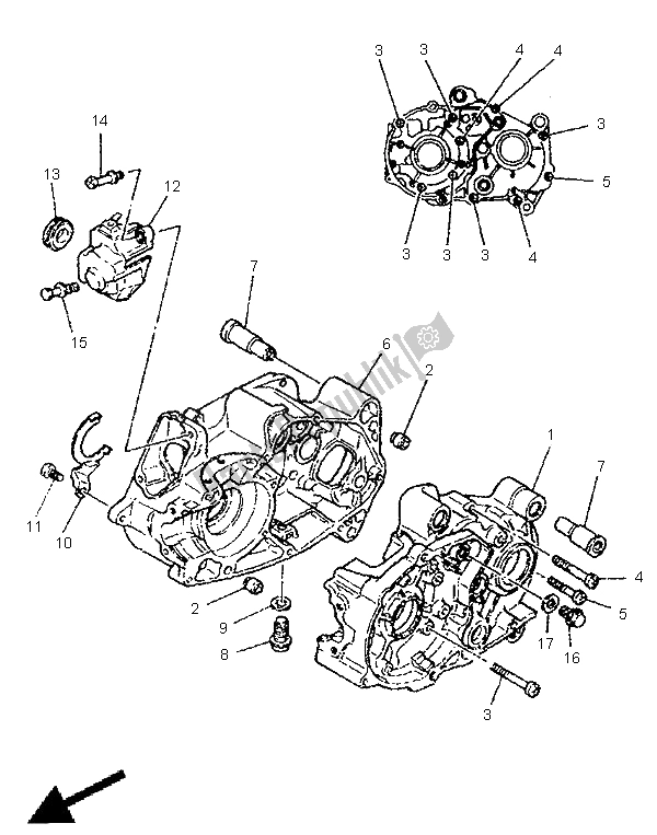All parts for the Crankcase of the Yamaha PW 80 1999