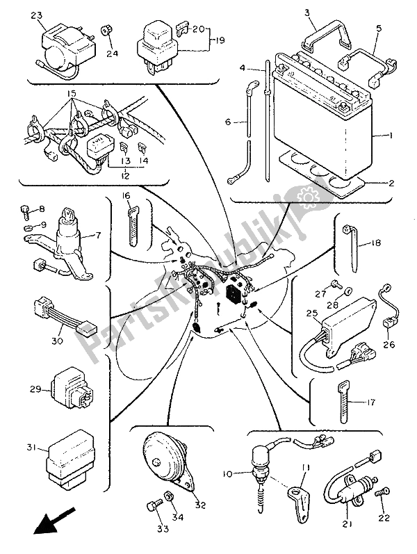 All parts for the Electrical 2 of the Yamaha V MAX 12 1200 1993