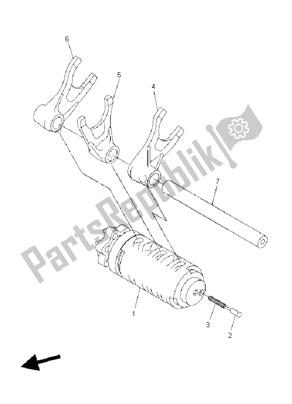 All parts for the Shift Cam & Fork of the Yamaha WR 250R 2008