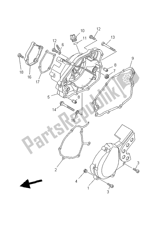 All parts for the Crankcase Cover 1 of the Yamaha DT 125R 2002