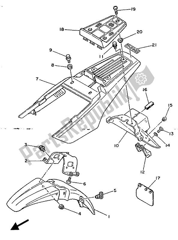 Tutte le parti per il Parafango del Yamaha TW 200E 1989