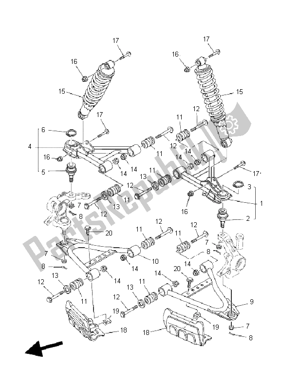 Toutes les pièces pour le Suspension Avant Et Roue du Yamaha YFM 450 FA Kodiak 4X4 2006