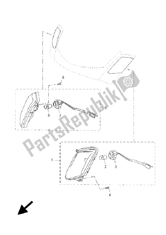 All parts for the Flasher Light of the Yamaha YP 125R Skycruiser 2006