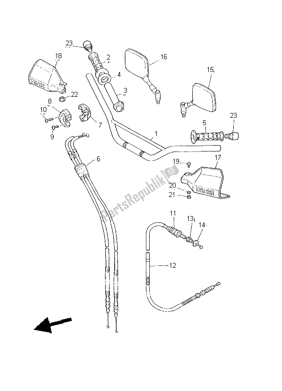 All parts for the Steering Handle & Cable of the Yamaha XT 600E 2002