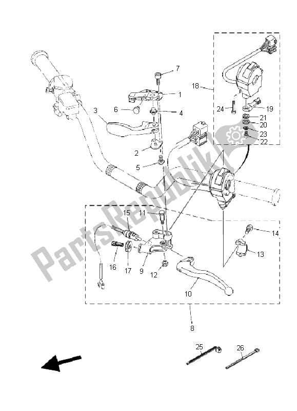 Toutes les pièces pour le Interrupteur Et Levier De Poignée du Yamaha YFM 660R 2005