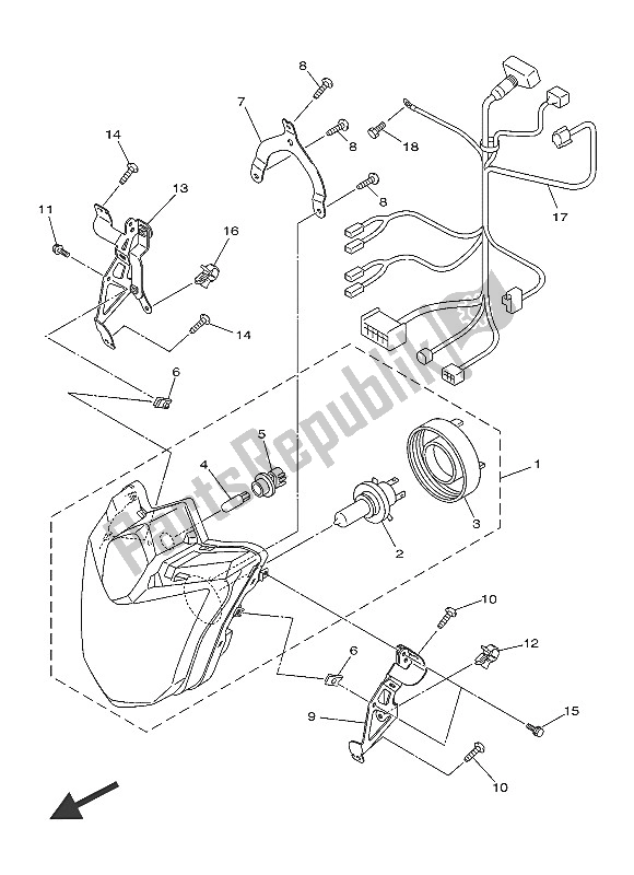 All parts for the Headlight of the Yamaha XJ6 FA 600 2016