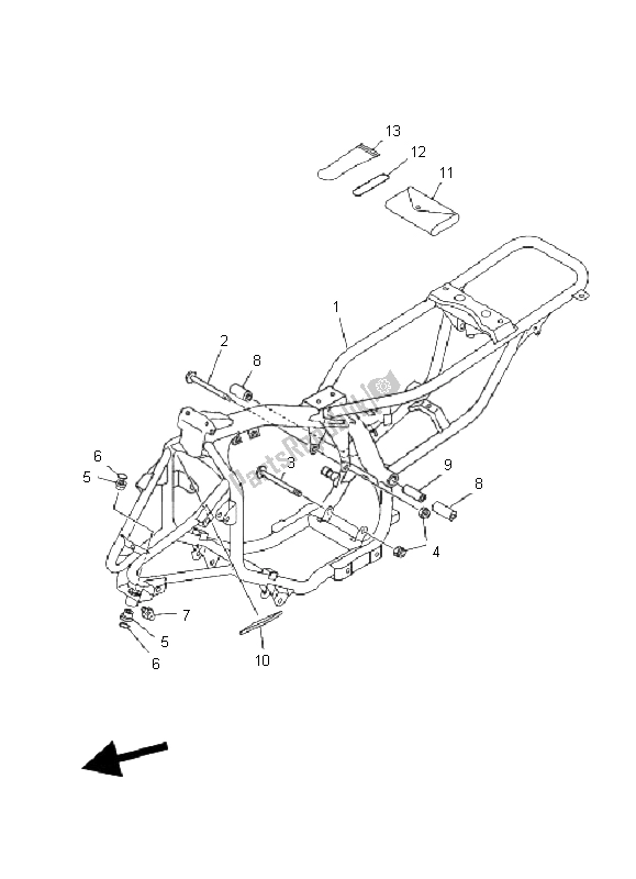 All parts for the Frame of the Yamaha YFM 80R 2006