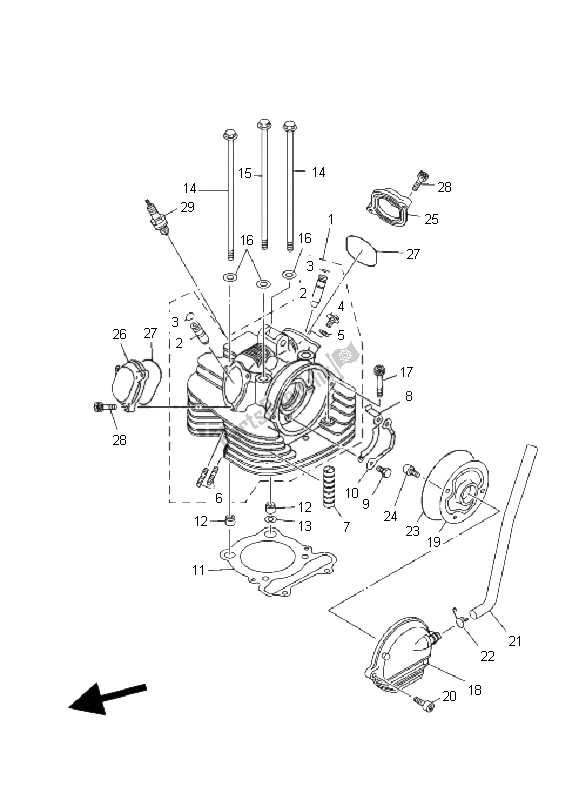 All parts for the Cylinder Head of the Yamaha YFM 350 FA Bruin 4X4 2006