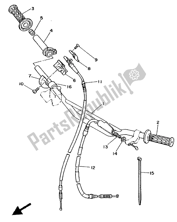 All parts for the Steering Handle & Cable of the Yamaha YZ 250 LC 1991