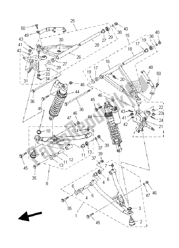 Tutte le parti per il Sospensione Anteriore E Ruota del Yamaha YFZ 450 SE 2008