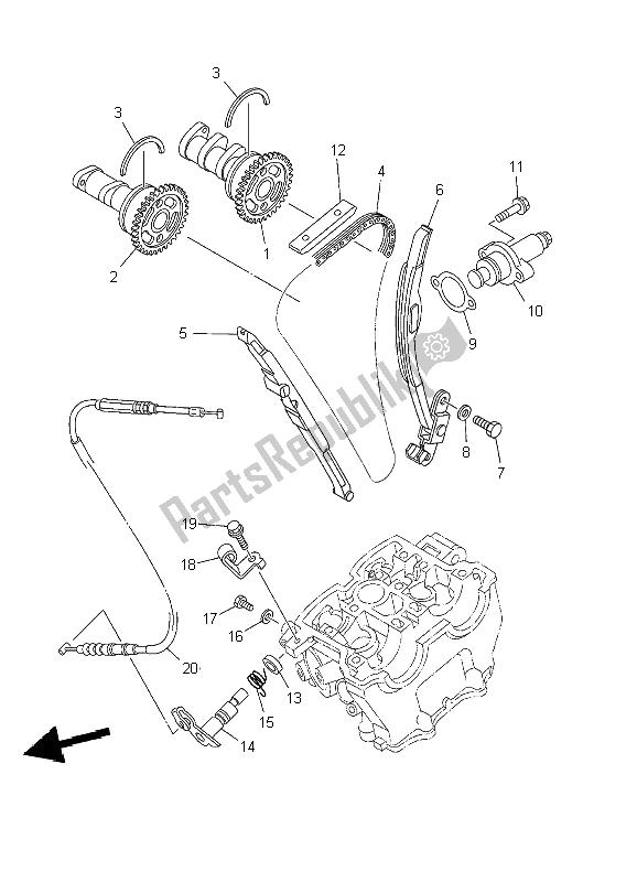 Alle onderdelen voor de Nokkenas & Ketting van de Yamaha WR 250F 2002