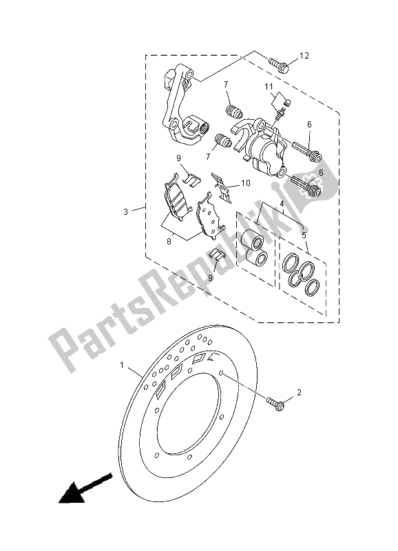 All parts for the Front Brake Caliper of the Yamaha XVS 125 Dragstar 2000