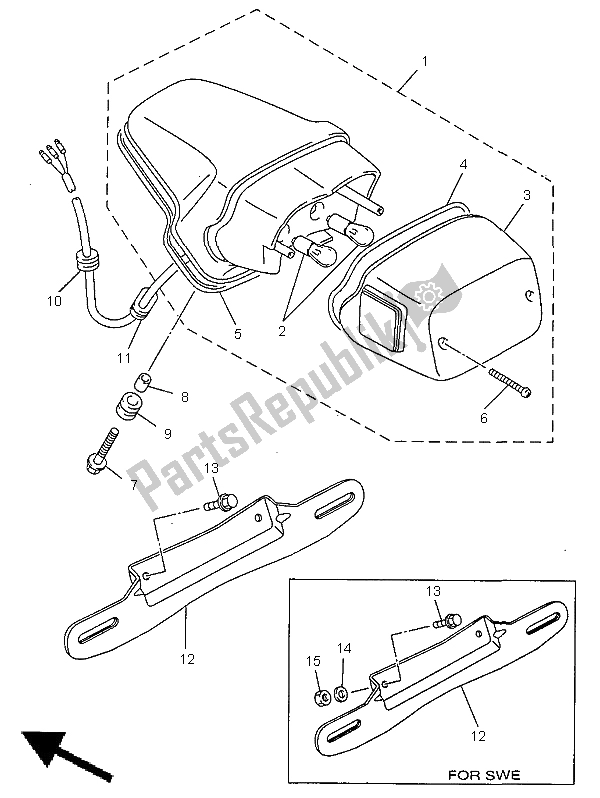 Tutte le parti per il Fanale Posteriore del Yamaha XV 1100 Virago 1998