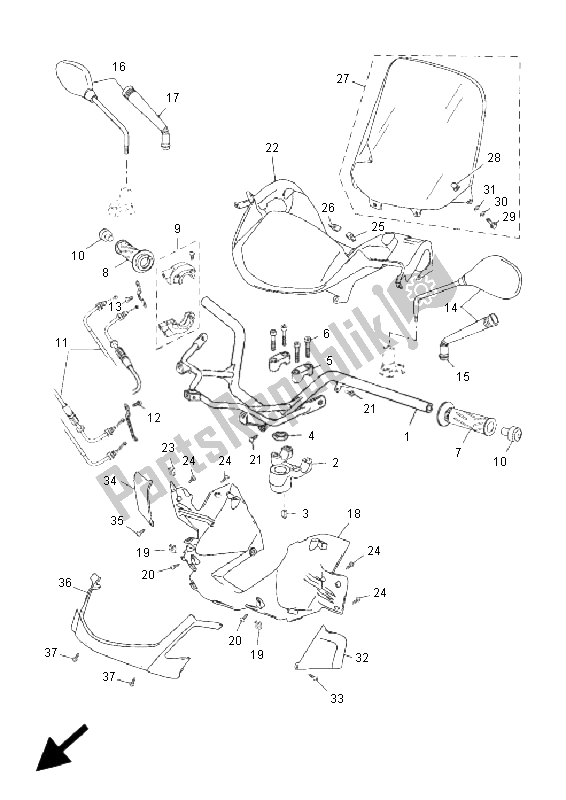 Tutte le parti per il Maniglia E Cavo Dello Sterzo del Yamaha YP 125R X Maxi 2009