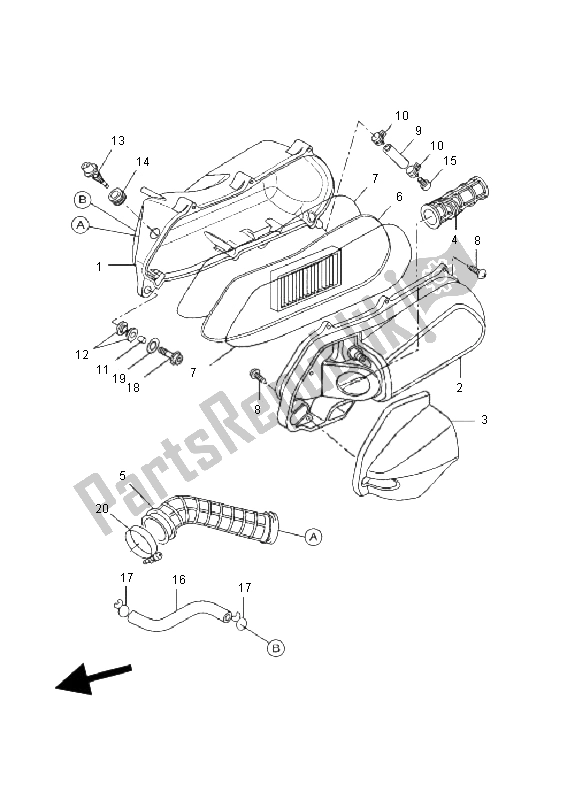 Alle onderdelen voor de Inname van de Yamaha VP 125 X City 2011