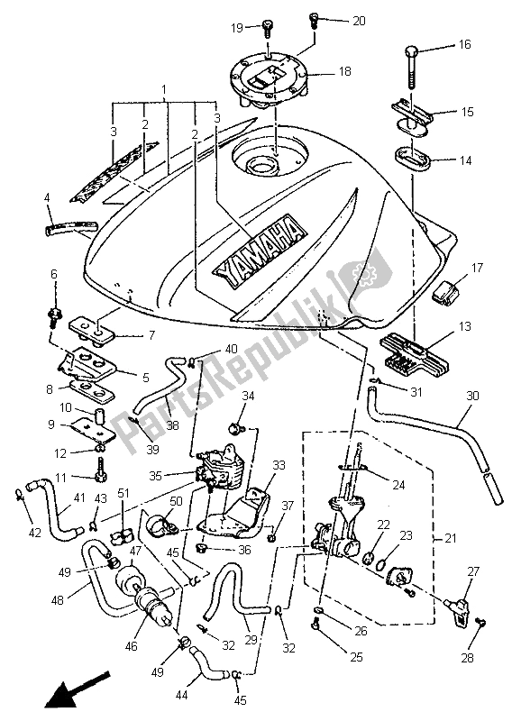 Toutes les pièces pour le Réservoir D'essence du Yamaha XJ 600S 1995