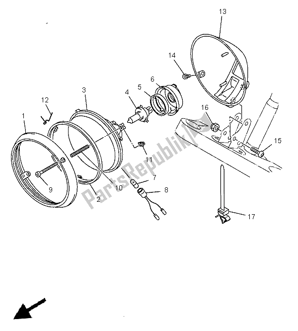 Alle onderdelen voor de Koplamp van de Yamaha XVS 1100 Dragstar 1999
