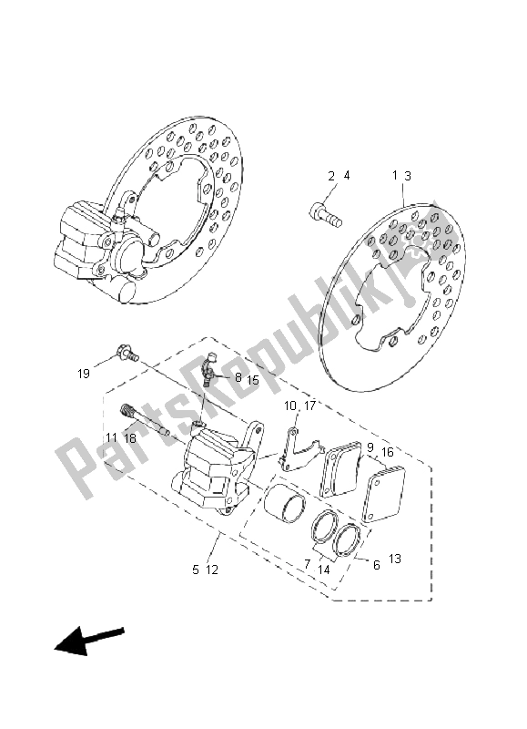 Toutes les pièces pour le étrier De Frein Avant du Yamaha YFM 450 FA Kodiak 4X4 2004