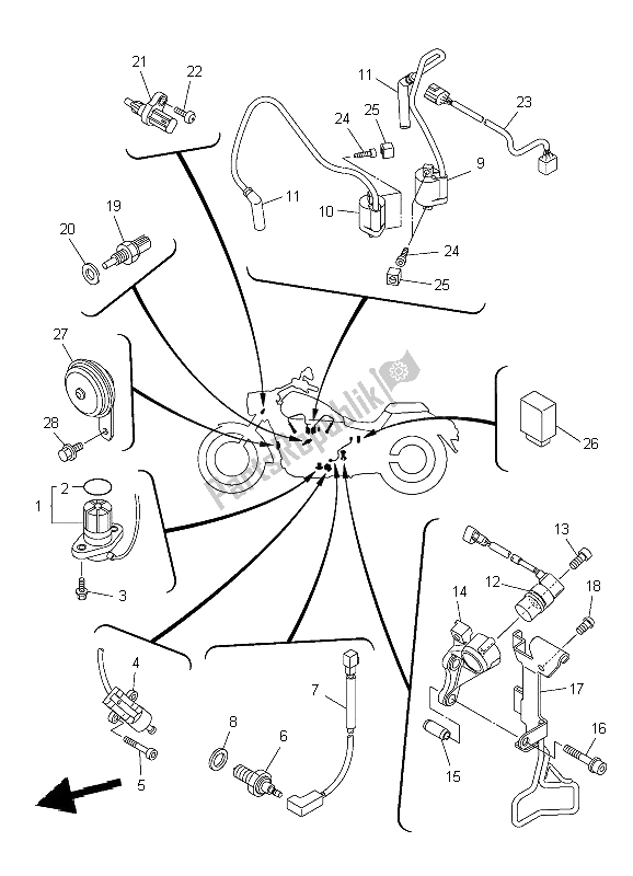 All parts for the Electrical 1 of the Yamaha XVS 950A 2009