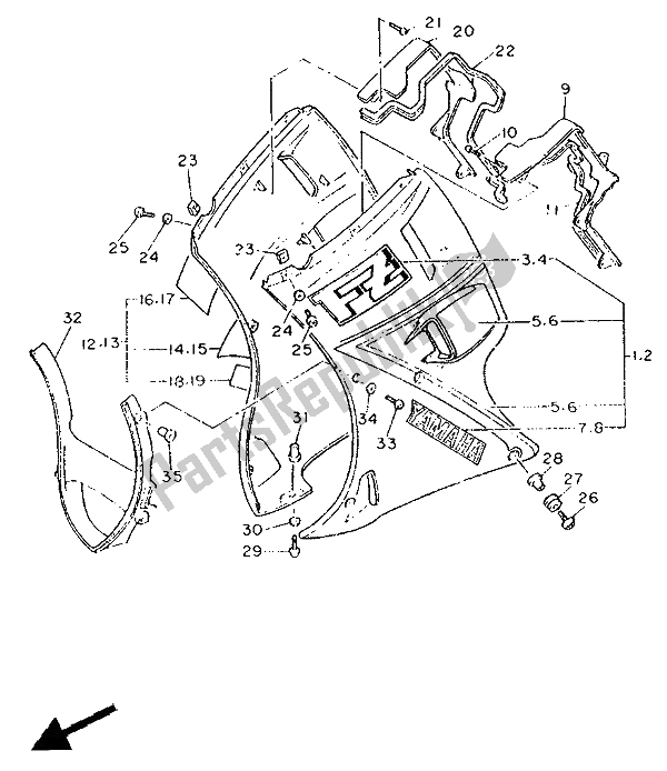 Toutes les pièces pour le Capot 2 du Yamaha FZ 750 Genesis 1991