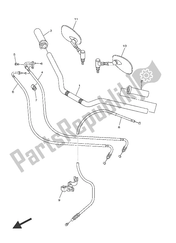 All parts for the Steering Handle & Cable of the Yamaha XVS 950 CU 2016