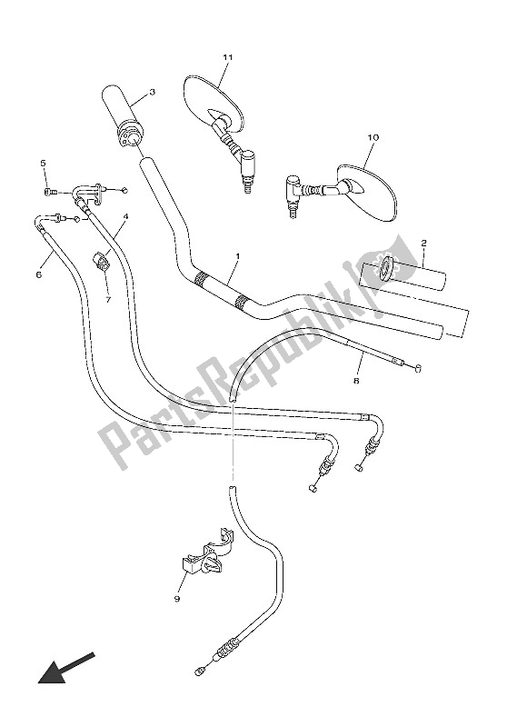 All parts for the Steering Handle & Cable of the Yamaha XVS 950 CU 2016