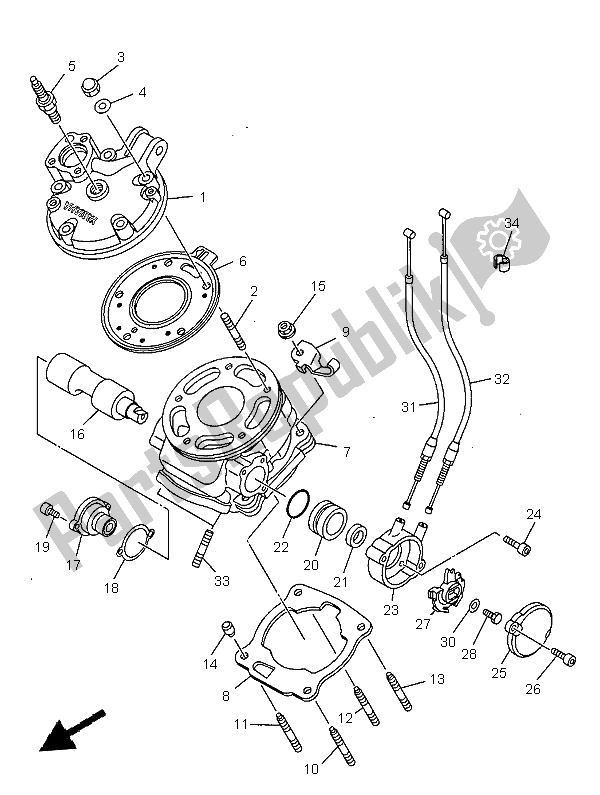 Tutte le parti per il Cilindro del Yamaha TDR 125 1997