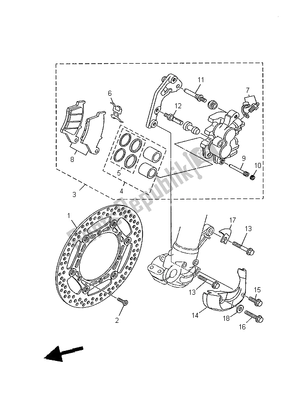 Todas las partes para Pinza De Freno Delantero de Yamaha YZ 125 2002