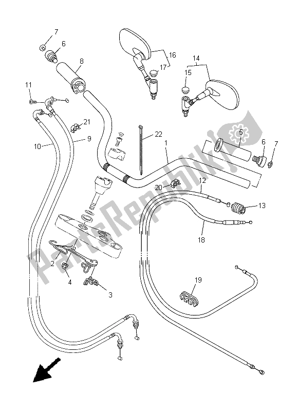 Todas as partes de Manivela E Cabo De Direção do Yamaha XVS 1100A Dragstar Classic 2005