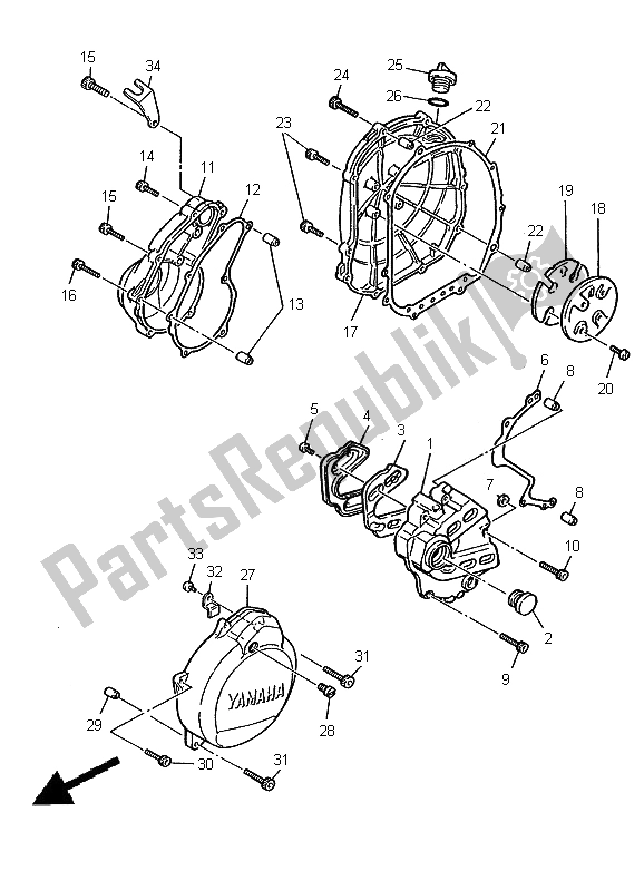 Toutes les pièces pour le Couvercle De Carter 1 du Yamaha YZF 600R Thundercat 2000