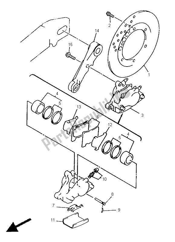 All parts for the Rear Brake Caliper of the Yamaha TRX 850 1998