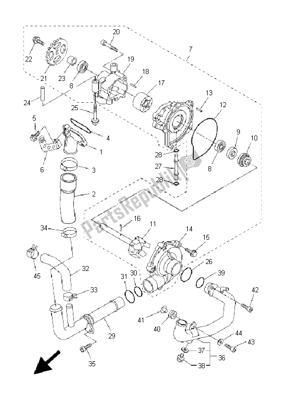 Alle onderdelen voor de Waterpomp van de Yamaha FZ1 NA Fazer 1000 2008