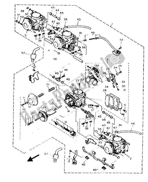 Toutes les pièces pour le Carburateur du Yamaha FZR 1000 1989