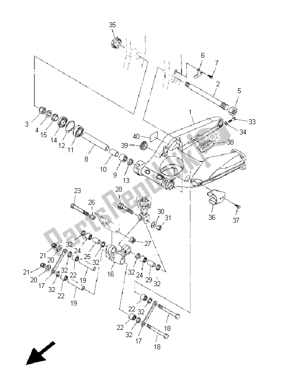 All parts for the Rear Arm of the Yamaha FJR 1300A 2008